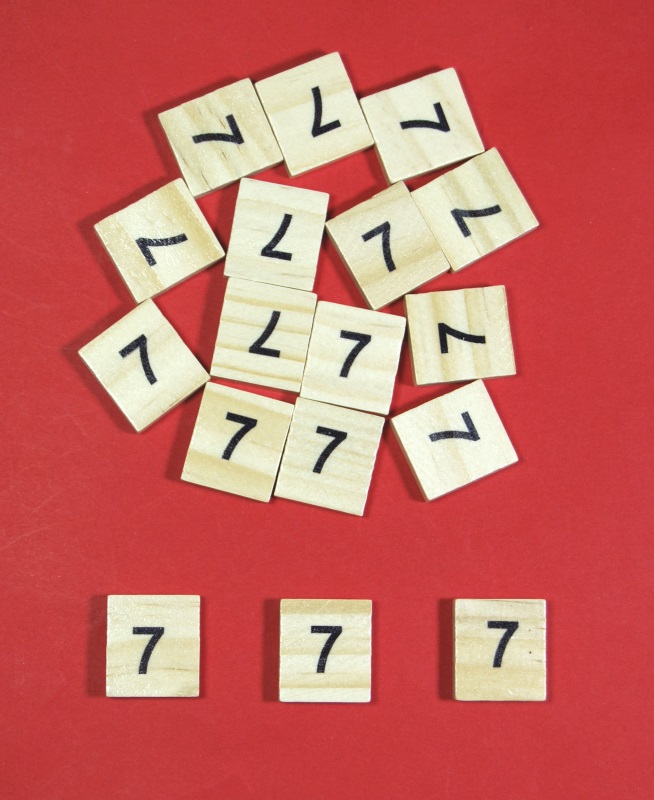 Pack of 50 Number '7' Scrabble Wooden Tiles CelloExpress