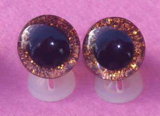 12mm Orange 3D Glitter Sparkle Eyes with Plastic Backs
