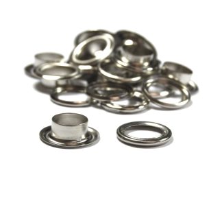 Pack of 10 - 4mm Silver Iron Eyelets With Washers