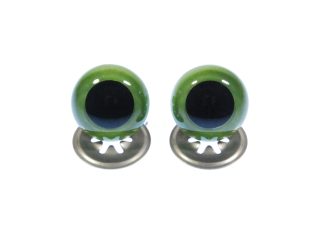 12mm Painted Green Cats Wide Crystal Eyes with Metal Backs