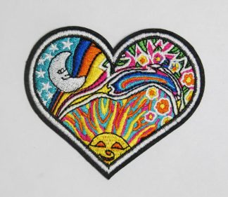 Pack of 2 Patches - Sun & Moon Heart - Patch 77 - 80mm - Sew/Iron On Embroidered Patches