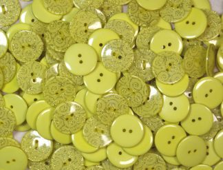 Pack of 5 - Yellow - Pattern 5 - 25mm - Pearlised Resin Buttons