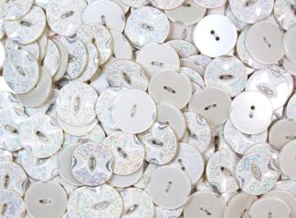 Pack of 5 - White - Pattern 6 - 25mm - Pearlised Resin Buttons