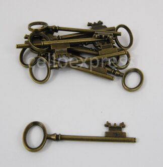 Pack of 10 - Pendant Keys - Antique Bronze - Metal Charms Steampunk