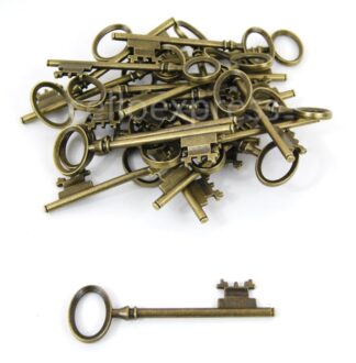 Pack of 25 - Pendant Keys - Antique Bronze - Metal Charms Steampunk
