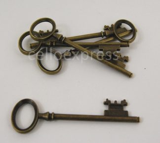 Pack of 5 - Pendant Keys - Antique Bronze - Metal Charms Steampunk