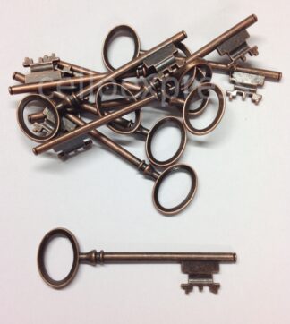 Pack of 10 - Pendant Keys - Red Copper - Metal Charms Steampunk