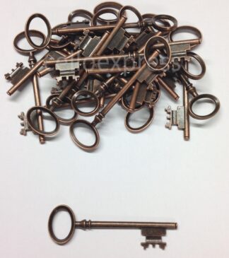 Pack of 25 - Pendant Keys - Red Copper - Metal Charms Steampunk