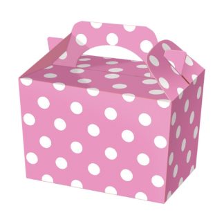 Pack of 10 - Pink Polka Dot Party Food Boxes - 15x10x10cm - Childrens Food/Treats Boxes