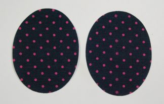 Pack of 1 Pair - Pink Polka Dot Iron On Elbow Patches - 105mm x 82mm