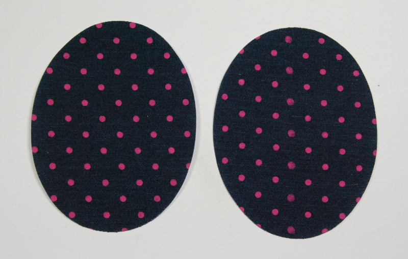 Pack of 10 Pairs - Pink Polka Dot Iron On Elbow Patches - 125mm x 95mm