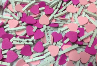 30mm Pink Mix Hearts White Pegs