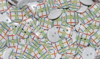 Printed Wooden Buttons - 20mm Plaid