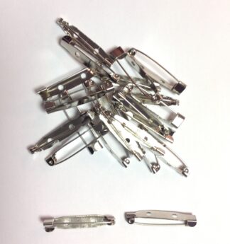 Pack of 10 Platinum Brooch Pins - 38mm x 5mm - Roll Bar Catch - 3 Holes