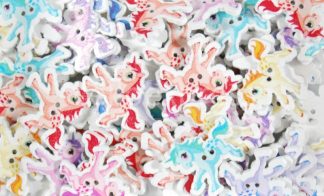 Childrens Character Printed Wooden Buttons  (Pony Type 1 - 34mm)