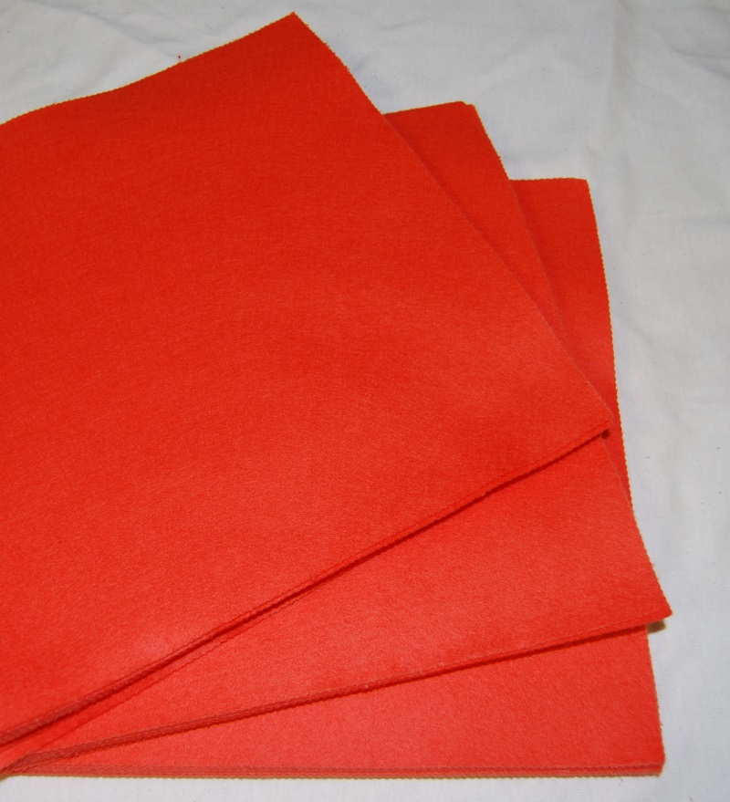 3 Sheets - Pumpkin - Self Adhesive - Craft Felt 9" Square