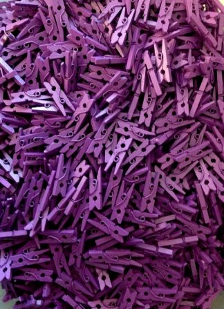 Pack of 100 - 35mm Purple Mini Wooden Craft Pegs