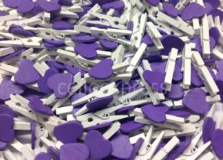 30mm Purple Loveheart White Pegs