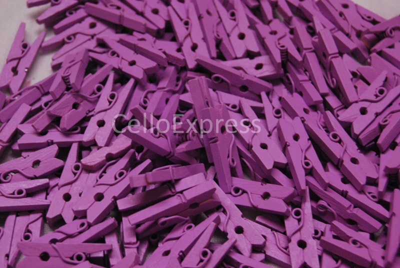 35mm Purple - Mini Wooden Craft Pegs