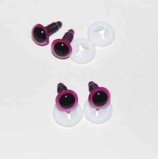 Pack of 2 Pairs - 12mm Raspberry Pink Glass Like Eyes with Plastic Backs