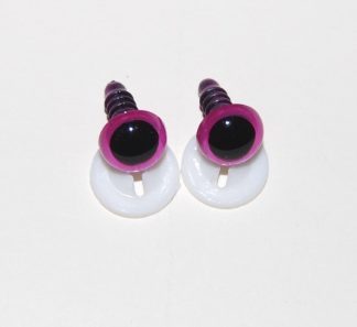 Pack of 1 Pair - 12mm Raspberry Pink Glass Like Eyes with Plastic Backs