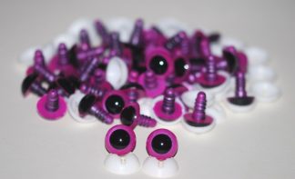 Pack of 50 Pairs - 18mm Raspberry Pink Glass Like Eyes with Plastic Backs