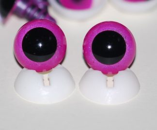 Pack of 1 Pair - 15mm Raspberry Pink Glass Like Eyes with Plastic Backs