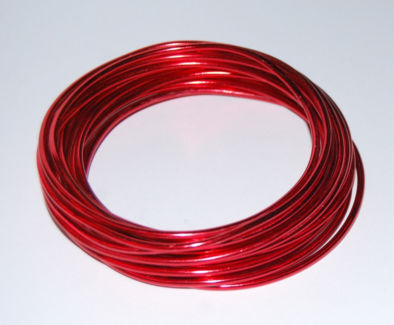 Pack of 1 - Red 3mm x 5m Aluminium Wire