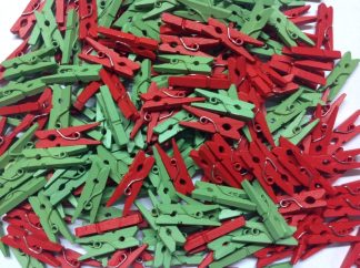 35mm Red and Green Mix - Mini Wooden Craft Pegs