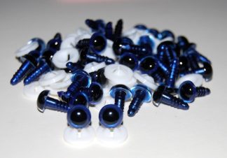 Pack of 25 Pairs - 12mm Royal Blue Glass Like Eyes with Plastic Backs