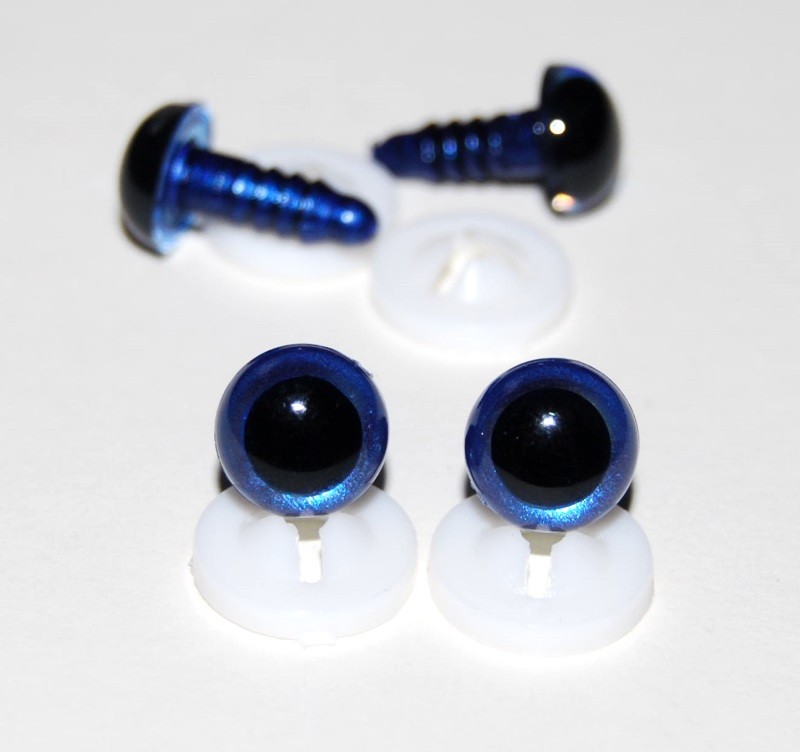 Pack of 2 Pairs - 18mm Royal Blue Glass Like Eyes with Plastic Backs