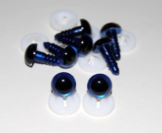 Pack of 4 Pairs - 8mm Royal Blue Glass Like Eyes with Plastic Backs