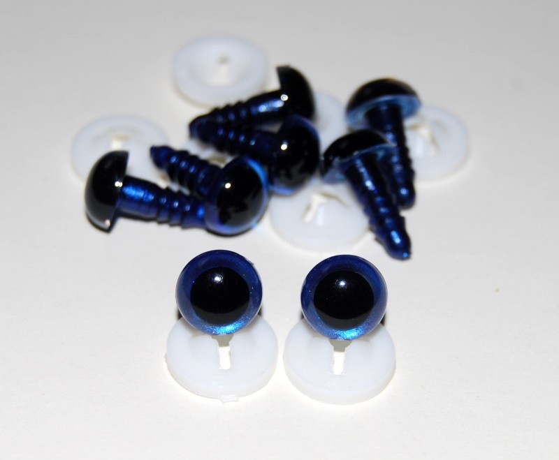 Pack of 4 Pairs - 10mm Royal Blue Glass Like Eyes with Plastic Backs