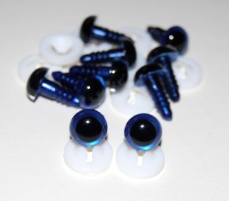 Pack of 5 Pairs - 10mm Royal Blue Glass Like Eyes with Plastic Backs