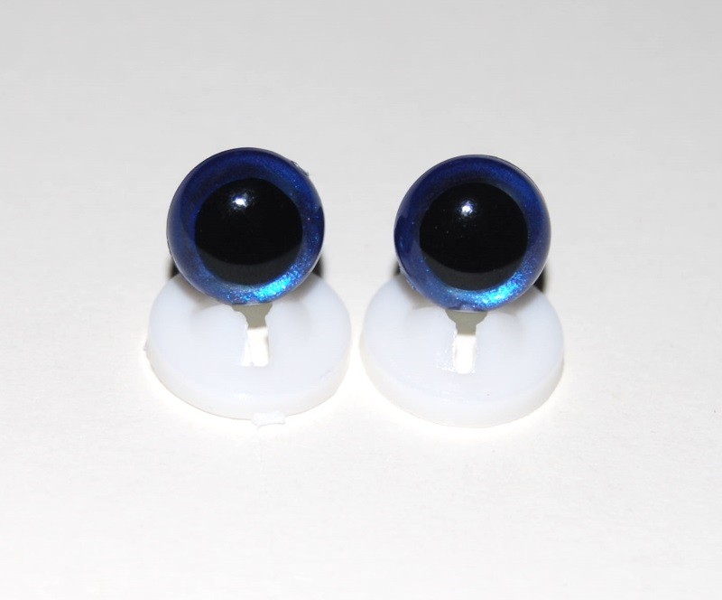 Pack of 1 Pair - 10mm Royal Blue Glass Like Eyes with Plastic Backs