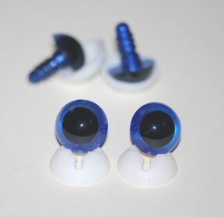 Pack of 2 Pairs - 15mm Royal Blue Glass Like Eyes with Plastic Backs