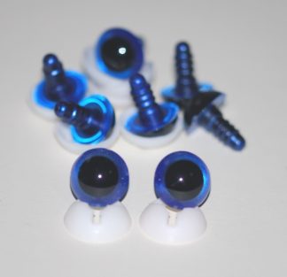 Pack of 4 Pairs - 15mm Royal Blue Glass Like Eyes with Plastic Backs