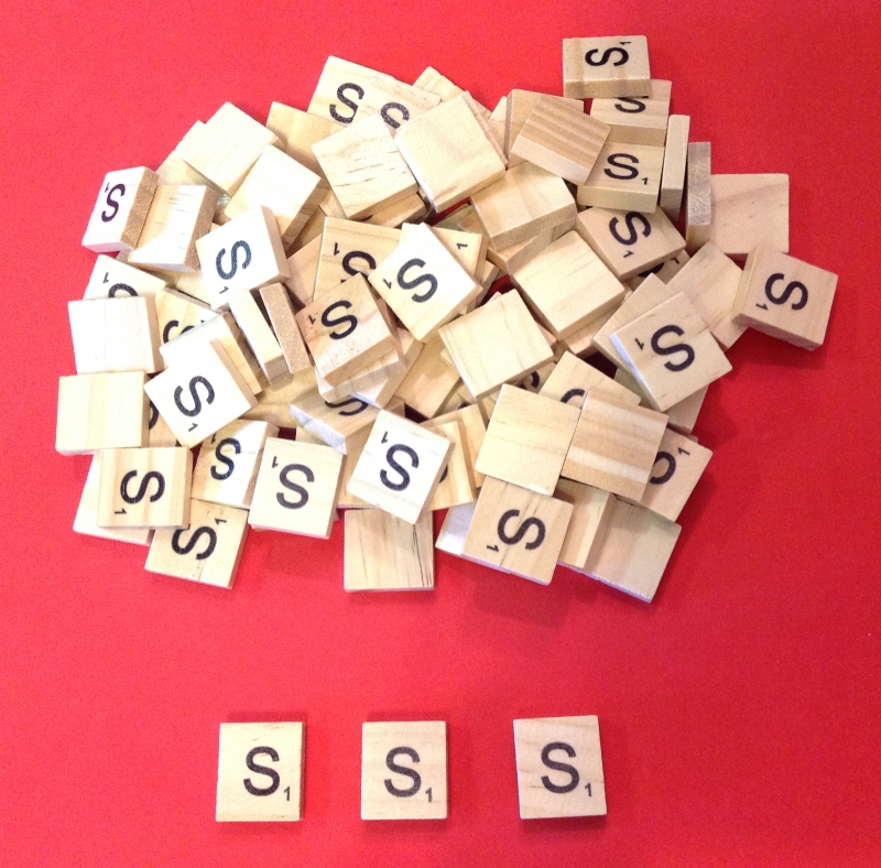 Pack of 20 - Letter 'S' Scrabble Wooden Tiles