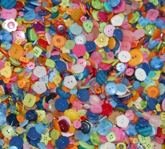 Pack of 100g - SHAPED & PATTERNED - Mixed Sizes and Lovely Coloured Various Shaped Buttons