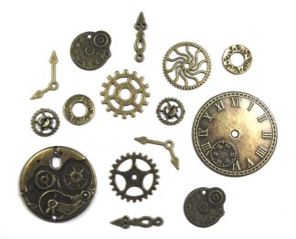 One Pack of Clock Face 1 - Antique Brass - Mixed Charms - Jewellery Craft