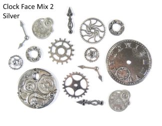 One Pack of Clock Face 2 - Silver - Mixed Charms - Jewellery Craft