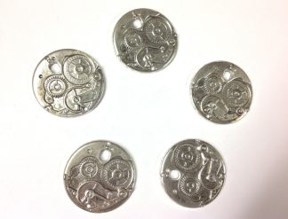 Pack of 10 - Antique Silver Steampunk Discs 38 x 38 x 3mm - Charms for Pendants