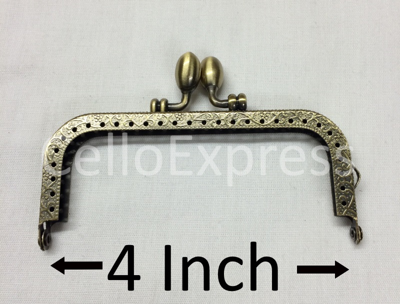 Pack of 1 Straight Type 3 Purse Clasp 4" Antique Brass CelloExpress