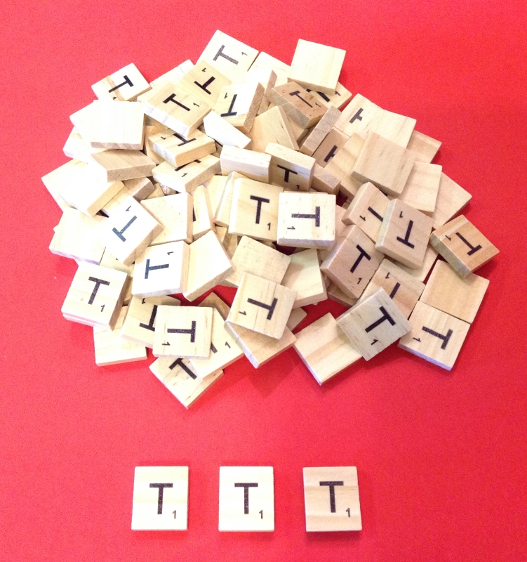 Pack of 20 - Letter 'T' Scrabble Wooden Tiles