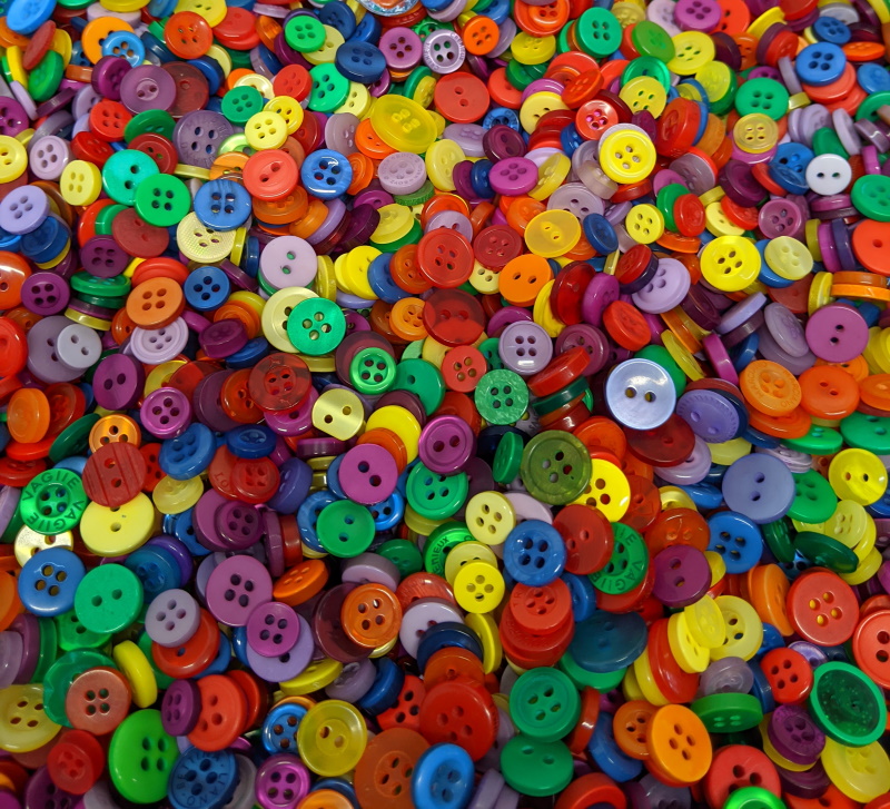 Pack of 50g - TINY RAINBOW MIX - Mixed Sizes and Colours Original Mix Small  Buttons