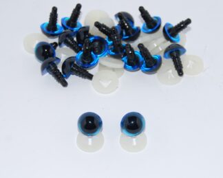 Pack of 10 Pairs - 12mm BLUE Transparent Eyes with Plastic Backs