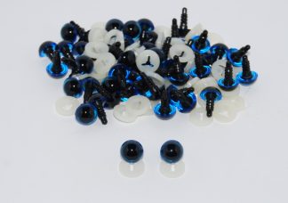 Pack of 50 Pairs - 12mm BLUE Transparent Eyes with Plastic Backs
