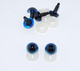 Pack of 3 Pairs - 12mm BLUE Transparent Eyes with Plastic Backs
