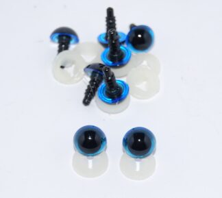 Pack of 4 Pairs - 12mm BLUE Transparent Eyes with Plastic Backs
