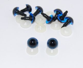 Pack of 5 Pairs - 12mm BLUE Transparent Eyes with Plastic Backs